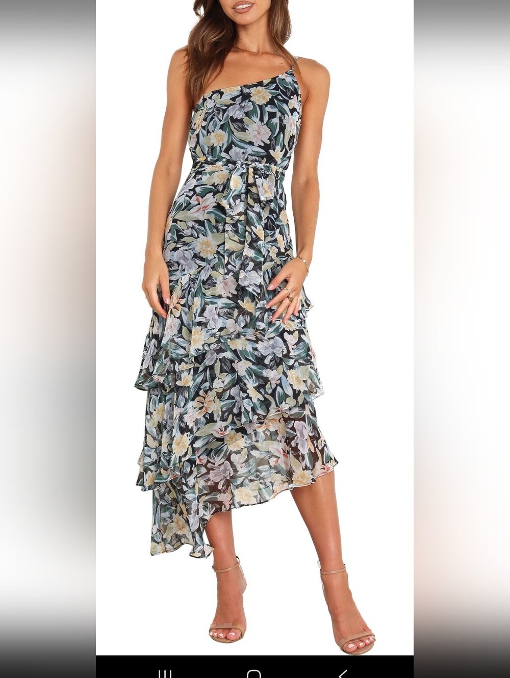 Petal + Pup Floral One-Shoulder High-Low Midi Dress - US 6